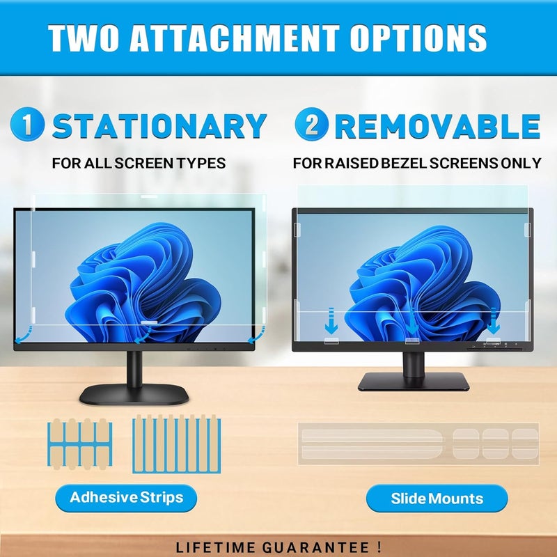 pys 2-Pack 27 Inch Blue Light Screen Protector for Monitor – 16:9 Removable Anti-Blue Light Filter, Eye Strain Relief, UV Protection Film for Computer Monitors - Image 3